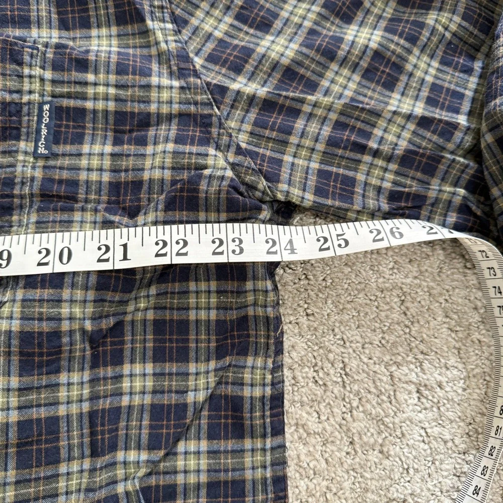 Woolrich Mens Flannel Button Up Shirt Long Sleeve Plaid XL Deep Navy Outdoor - Picture 7 of 9